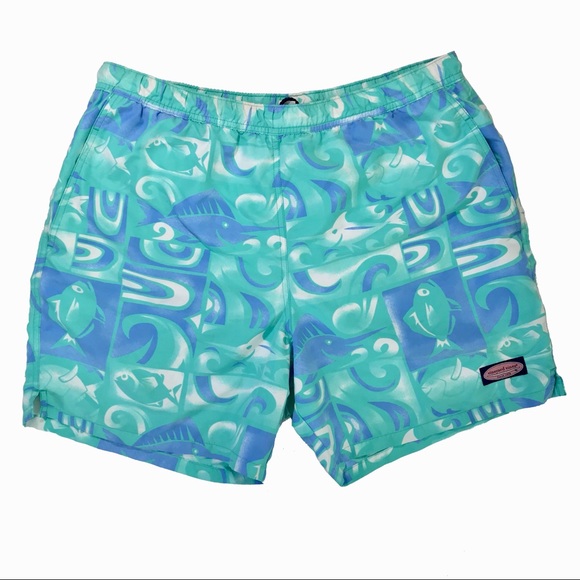 Vineyard Vines Other - Vineyard Vines Blue Green Mens Fish Swim Shorts L